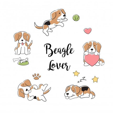 Beagle Dogs, Beagle Dog, Brighten Your Day, Premium Vector, Hand Drawn, The World, Dogs, Black