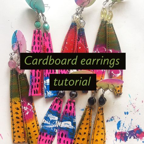 Card Board Earrings, Diy Recycled Earrings, Diy Earrings Paper, Upcycle Earrings, Cardboard Earrings, Jewelry Goals, Recycled Earrings, Jewellery Diy, Art Program