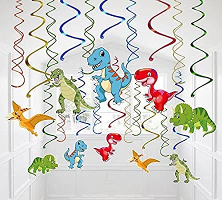 ENTHUR 30 PCS Ct Dinosaur Hanging Swirl Decorations Dinosaur Party Supplies Decorations- Dino Fossil Jurassic T-REX Birthday Party Supplies Ornaments¡­: AmazonSmile: Kitchen & Home Dinosaur Theme Party Decorations, Diy Dinosaur, Dinosaur Party Supplies, Dinosaur Birthday Party Decorations, Dinosaur Balloons, Kids Birthday Party Decoration, Birthday Party Decorations Diy, Dinosaur Theme Party, Holiday Banner