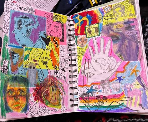 Want to learn more? Click the link! 😄🤪🤩 Messy Sketchbook Aesthetic, Sketchbook Inspo, Arte Punk, Sketchbook Cover, Art Journal Therapy, Sketchbook Art Journal, Sketchbook Ideas, Sketchbook Pages, Sketchbook Journaling