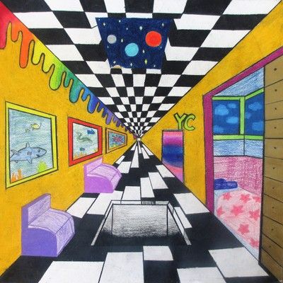 Surreal Elements, Linear Perspective, Intro To Art, Something To Draw, 7th Grade Art, High School Art Projects, Tableaux Vivants, 8th Grade Art, Middle School Art Projects