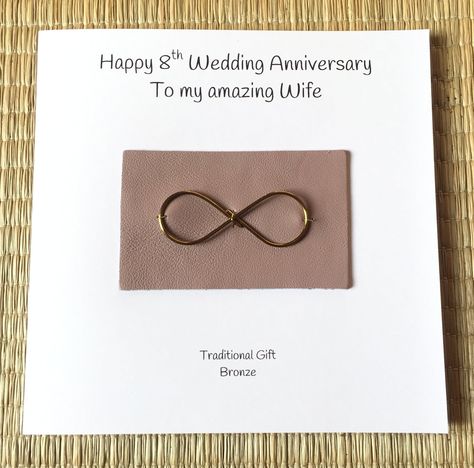 8th Wedding Anniversary Card Bronze Anniversary Infinity Handmade UK Create Invitation Card, Bronze Wedding Anniversary, Bronze Anniversary Gifts, Anniversary Cards For Him, 8th Wedding Anniversary, Bronze Anniversary, Bronze Wedding, Daughter Birthday Cards, Lilac Blossom