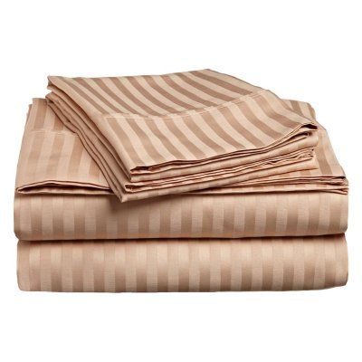 Beige Bedding, Luxury Bed Sheets, Egyptian Cotton Sheets, Egyptian Cotton Bedding, Deep Pocket Sheets, Water Bed, Cotton Bedsheets, Striped Sheets, King Sheet Sets