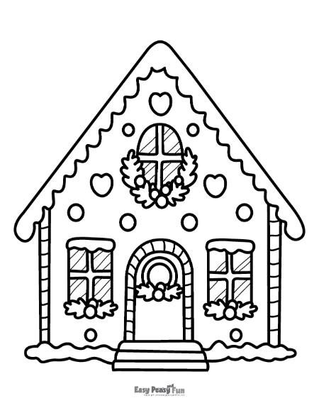 Gingerbread House Coloring page for kids Christmas Drawing House, Gingerbread House Outline, Kawaii Christmas Coloring Pages, Christmas House Drawing, Gingerbread Cardboard, Gingerbread House Coloring Page, Gingerbread Coloring Pages, Printable Gingerbread House, Gingerbread House Template Printable