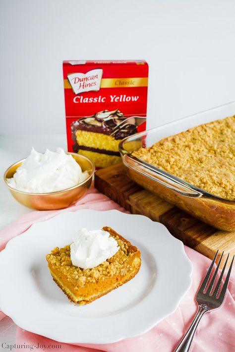 These scrumptious pumpkin pie squares are so easy, the base is a cake mix! My teenage friend Kaylee shared it with me, a favorite of their family, a dessert they make over and over in… Continue Reading Pumpkin Cake Squares, Pumpkin Squares Recipe Yellow Cakes, Pumpkin Pie Squares, Thanksgiving Thoughts, Pie Squares, Prune Cake, Pumpkin Pie Bars Recipe, Pumpkin Squares, Desserts With Few Ingredients