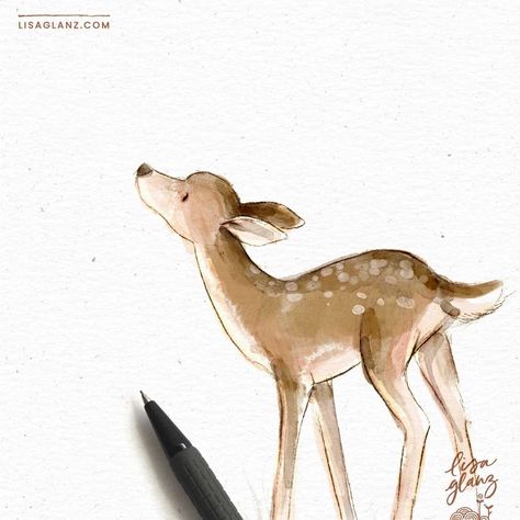 Daily rough sketch 😅🎨 #dailysketch #illustrationoftheday #quicksketch #animaldrawing Winsor And Newton Watercolor, Deer Painting, Diy Watercolor Painting, Original Watercolor Art, Vintage Deer, Watercolour Gift, Illustrators On Instagram, Baby Fox, Baby Deer