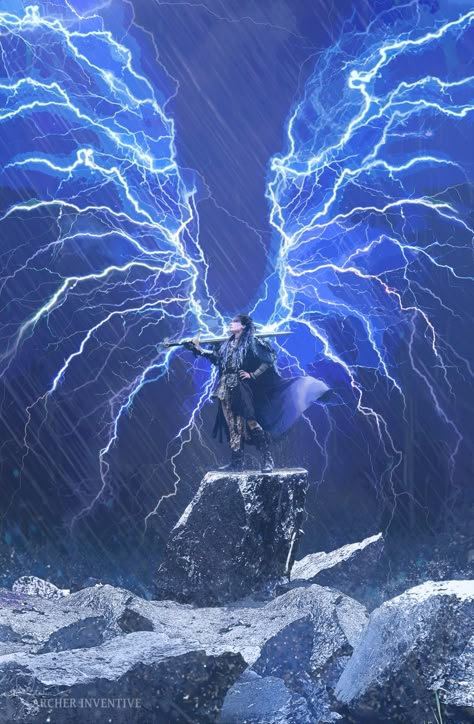 Anime Lightning Powers, 천사와 악마, Lightning Art, Lightning Powers, Mermaid Things, Super Powers Art, The Mighty Nein, Critical Role Fan Art, Mighty Nein