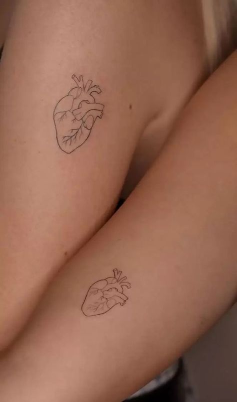 Simple Friends Tattoo, Tattoo Ideas For Three Friends, Multiple Friend Tattoos, Tattoo Three Hearts, Small Matching Tattoos 3 People, Best Friend Matching Tattoos For Women, Set Tattoo Friends, Tattoo Set Friend, Three People Tattoos