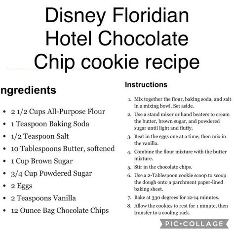 Best Cookie Recipes Ever | Thank you to whomever it was who posted the Disney Floridian hotel chocolate chip recipe | Facebook Best Cookie Recipe Ever, Hotel Chocolate, Best Chocolate Chip Cookies Recipe, Cookie Brownie Recipe, Cookie Table, Chocolate Chip Cookie Recipe, Boozy Drinks, Chocolate Chip Recipes, Best Chocolate Chip Cookie