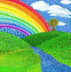 rainbow pointillism Pointillism For Kids, Pointilism Art Ideas, Pointilism Art, Pointillism Painting, Pointalism Art, Bottle Top Art, 7th Grade Art, Stippling Art, Afrique Art