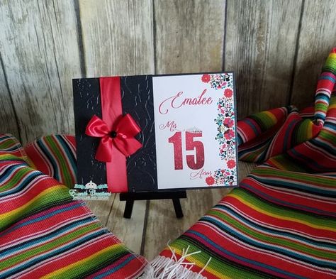 Black and Red Modern Invitation, Mexican Quinceanera Handmade Invitations, Sweet Sixteen Embossed In Quinceañera Invitations, Mexican Invitations, Mexican Quinceanera, 16 Invitations, Construction Theme Party, Mermaid Cake Topper, Handmade Invitations, Fiesta Theme, Black Invitation