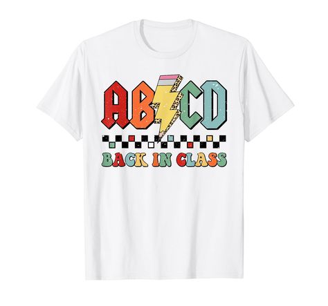 PRICES MAY VARY. ABCD Alphabet Rock and Roll Style make a funny outfit for teacher and student on 1st day of school, first day of school, great gift idea for kindergarten and pre-k teacher and students Grab it for yourself or as a gift for teacher or your kids on 1st day of school. Abcd learning, Rockin 1st grade, kindergarten, pre-k, preschool Lightweight, Classic fit, Double-needle sleeve and bottom hem Rock And Roll Style, Back To School Teachers, Shirts For Teachers, Pre K Teacher, Teacher And Student, School First Day, Rock N Roll Style, Kindergarten Shirts, Rock Outfits