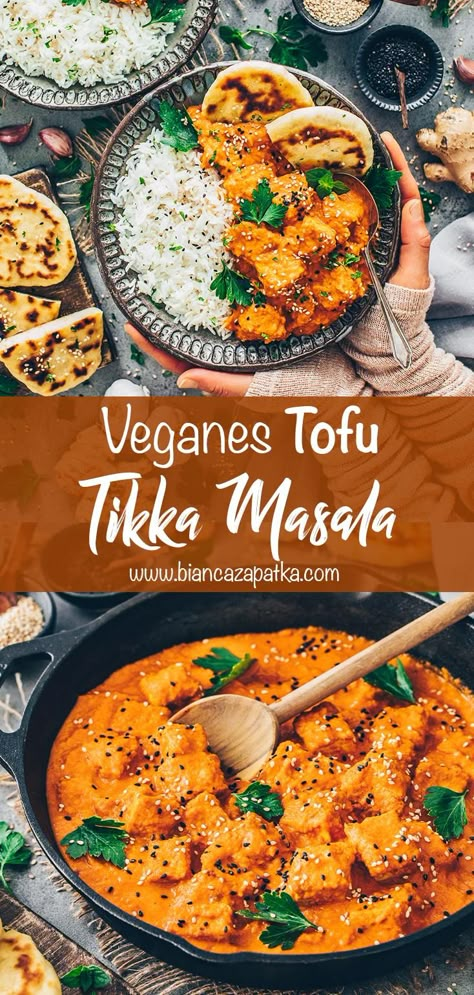 Tofu Tikka Masala – Vegan | schnell & einfach Tofu Tikka Masala Recipe, Vegan Curries, Tika Masala, Tofu Tikka Masala, Tofu Tikka, Vegan Tikka Masala, Curry Masala, Vegan Curry Recipes, Tofu Curry