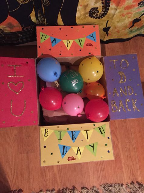 Happy Birthday Package for Long Distance Relationships Birthday Surprises For Him, Birthday Care Packages, Birthday Surprise Boyfriend, Birthday Presents For Him, Bff Birthday, Boyfriend Crafts, Birthday Packages, Birthday Crafts, Cute Birthday Gift