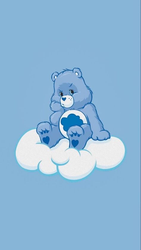 Blue Pics, Grumpy Care Bear, Blue Things, Bear Halloween, Cute Blue Wallpaper, Blue Wallpaper Iphone, Cartoon Wallpaper Iphone, Preppy Wallpaper, Pinturas Disney