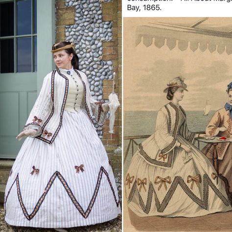 1860s seaside dress by Prior Attire, The Victorian Dressmaker vol 2 with inspiration Gibson Girl, Sailor Dress, Victorian Steampunk, Edwardian Fashion, Cosplay Dress, Historical Dresses, Fantasy Clothing, Historical Clothing, Fashion History