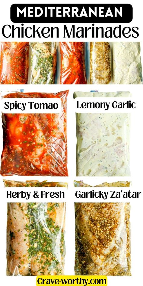 Healthy chicken marinade recipes infused with fresh Mediterranean flavors using whole food ingredients. These marinades use dominant ingredients from Italy to Lebanon. Get ready to enjoy a delicious journey! #marinades #chicken #chickenmarinades #mediterranean Mediterranean Chicken Marinade, Whole Chicken Marinade, Spicy Chicken Marinades, Chicken Breast Marinade Recipes, Chicken Mediterranean, Healthy Chicken Marinade, Mediterranean Chicken Recipes, Chicken Breast Marinade, Mediterranean Grilled Chicken