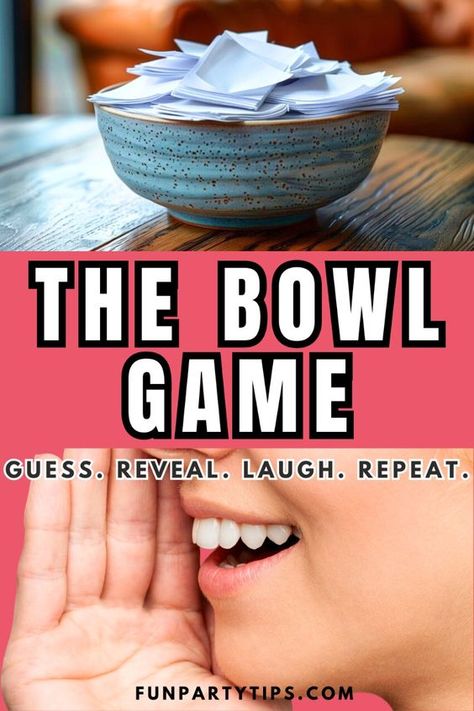 Get ready for a hilarious party game that's perfect for large or small groups of people! The Bowl Game is a conversation starter like no other, making it a must-have for your next game night. Whether you're playing with kids, teens, or adults, this game is sure to bring the laughs. The bigger the group, the better the fun! Players take turns guessing which funny fact belongs to which person in the circle. With The Bowl Game, you'll learn new things about your friends and family while having a blast! The Bowl Game, Playing With Kids, Groups Of People, Learn New Things, Party Tips, Large Crowd, Bowl Game, Best Party, Having A Blast