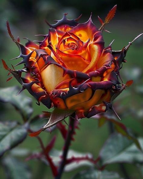 Fire and Ice rose Fire And Ice Roses, Dark Plants, Ice Rose, Goth Garden, Gothic Garden, Rose Flower Pictures, Spiritual Artwork, Rose Pictures, Unusual Flowers