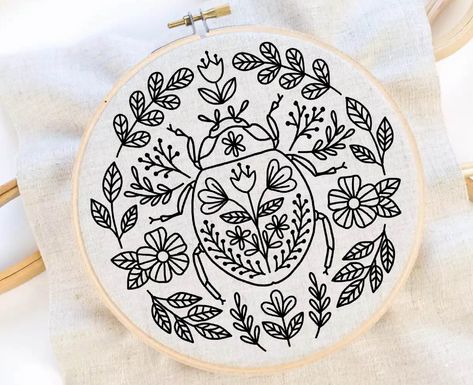 embroidery patterns Folk Embroidery Patterns, Modern Embroidery Patterns, Beetle Pattern, Insect Embroidery, Flower Embroidery Pattern, Folk Art Embroidery, Christmas Tree Embroidery, Christmas Embroidery Patterns, Basic Stitches