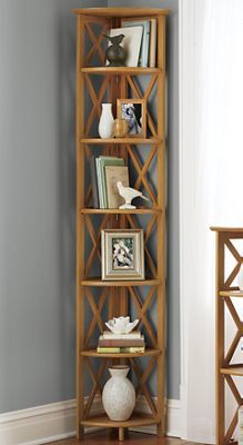 Bayview 6-Tier Corner Shelf Corner Shelves Design, Shelf Ideas For Living Room, Wall Corner Shelves, Corner Shelves Living Room, Wall Shelf Ideas, Shelves Design Ideas, Design Shelves, Cozy Living Room Furniture, Shelves Decoration