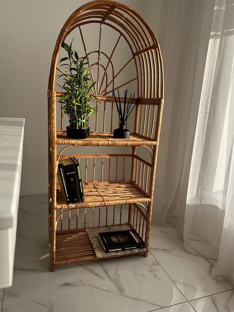 Wicker Shelf Boho Shelf Rack Bookshelf Storage Shelf Plant - Etsy Canada Shelf Room Decor, Wicker Crafts, Boho Shelf, Rattan Shelf, Decor Bookshelf, Room Decor Boho, Tree House Plans, Wicker Shelf, Natural Furniture