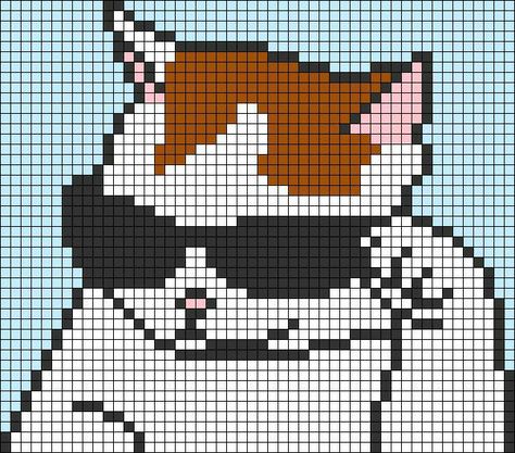 Grid Pattern Design Crochet, Anime Pattern Design, Circle Alpha Pattern, Minecraft Cat Pixel Art, Crochet Grid Patterns Easy, Alpha Cross Stitch Patterns, Pixel Alpha Pattern, Alpha Patterns Crochet Anime, Alpha Patterns Crochet Cute