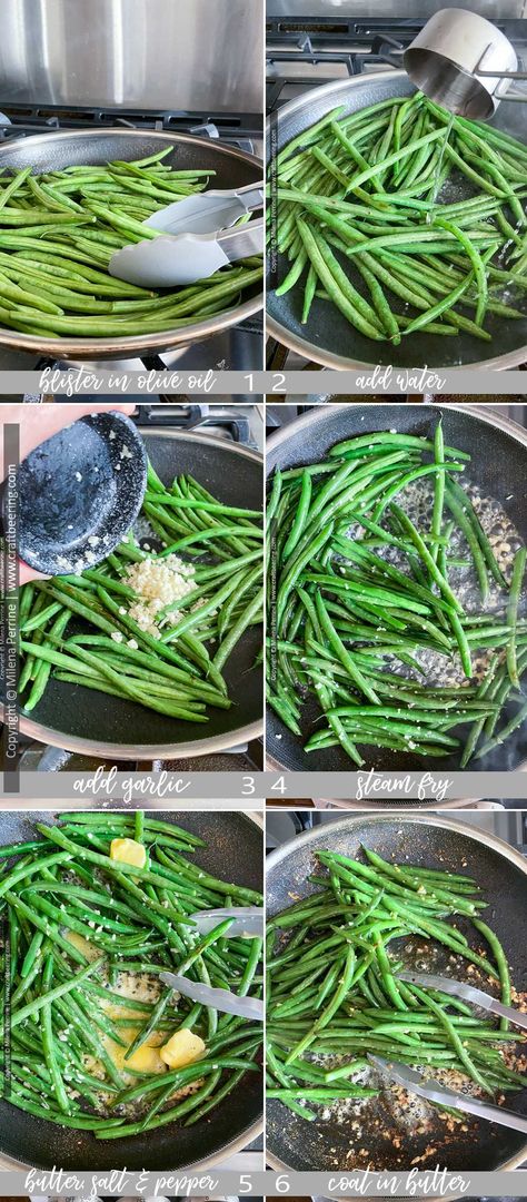 Haricot Vert French Buttery Garlic Green Beans Buttery Green Beans, French Bean Recipes, French Beans Recipe, Haricot Verts Recipe, French Green Bean Recipes, Baked Cod Fillets, Garlic Green Bean Recipes, French Beans, Parmesan Green Beans