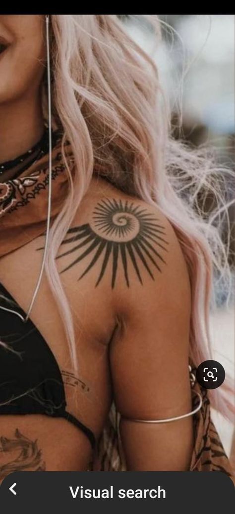 Hippie Girl Tattoos, Boho Style Tattoos, Star Tattoo On Shoulder, Lace Sleeve Tattoos, Ankle Band Tattoo, Flower Of Life Tattoo, Henne Tattoo, Bohemian Tattoo, Hippie Tattoo