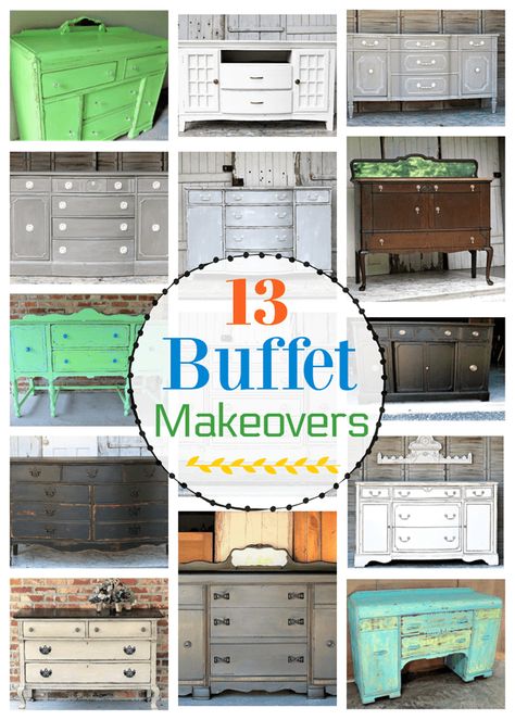 13 Painted Buffets And Sideboards - Petticoat Junktion Refurbished Buffet Table Ideas, Refinishing Buffet Cabinet, Chalk Painted Buffets And Sideboards, Diy Painted Sideboard, Painting A Sideboard, Buffet Makeover Ideas, Refinished Buffet Sideboard, Buffet Upcycle, Painted Sideboard Ideas