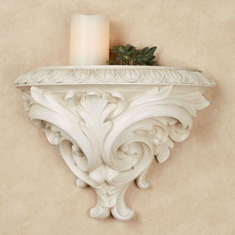 Amazon.com: Touch of Class Clareville Antique White Acanthus Leaf Wall Shelf | Victorian Style Decor : Tools & Home Improvement Antique Wall Shelf, Victorian Style Decor, White Wall Shelves, Tuscan Decor, Nook Decor, Room Vibes, Pocket Vase, Classical Elements, Wall Shelf Decor