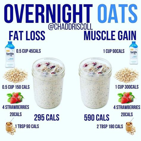 Healthy Food on Instagram: “BEFORE YOU GO TO BED! These overnight oats are incredibly easy to make and super convenient in the morning when you don’t feel like making…” Cooked Oats, Oat Recipes Healthy, Resep Smoothie, Overnight Oats Recipe Healthy, Weight Gain Meals, Control Cravings, Quick Diet, Overnight Oat, Overnight Oats Healthy