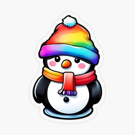 Get my art printed on awesome products. Support me at Redbubble #RBandME: https://www.redbubble.com/i/sticker/kawaii-penguin-with-rainbow-santa-hat-by-Cosmicreations1/159651801.O9UDB?asc=u Kawaii Penguin, Plastic Stickers, Rainbow Stickers, Glossier Stickers, Santa Hat, Holiday Cheer, Cute Stickers, Cute Designs, Penguins