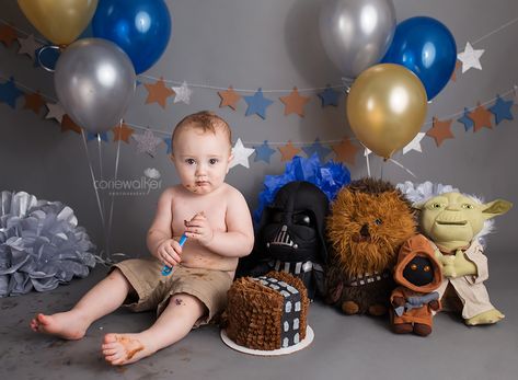 Star Wars Baby Photoshoot, Star Wars Cake Smash, Star Wars First Birthday Photoshoot, Newborn Star Wars Photoshoot, Star Wars Smash Cake, Star Wars Smash Cake Photoshoot, The Chosen One First Birthday Star Wars, Star Wars Smash Cake First Birthdays, Star Wars Theme Birthday