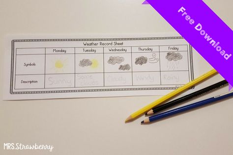 This blog post will help you come up with ideas, tips, activities,   crafts and a FREE printable for teaching about weather in your   classroom. Use these weather activities to compliment your science and   weather lessons. These fun hands on weather activities and crafts will   help your students understand about weather, weather symbols and clouds.   Ideal for Kindergarten, prep, preschool and prek. Simple Art Activity, Teaching Weather, Weather Lessons, Activities For The Classroom, Learning Weather, Weather Activity, Chalkboard Calendar, Weather Chart, Kindergarten Prep