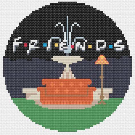 Friends TV Modern Cross Stitch Pattern Tv Modern, Hama Beads Design, Motifs Perler, Pixel Crochet, Cute Stitch, Mini Cross Stitch, Pixel Pattern, Cute Cross Stitch, Pixel Art Pattern