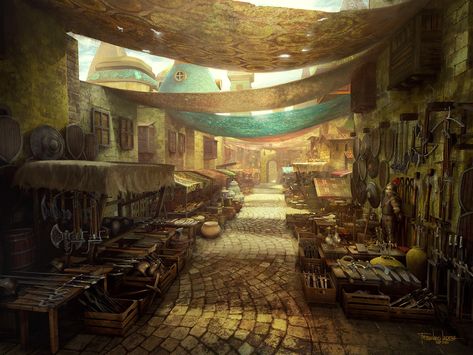 ArtStation - Medieval market Medieval House Concept, Medieval House Concept Art, House Concept Art, Art Medieval, Medieval Games, Medieval House, Medieval Market, House Concept, Medieval Houses