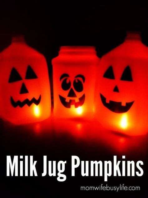 Milk Jug Ghosts, Unique Halloween Crafts, Halloween Milk Jugs, Origami Pumpkin, Milk Jug Crafts, Pumpkin Tea Lights, Kids Milk, Halloween Potion Bottles, Fun Pumpkins