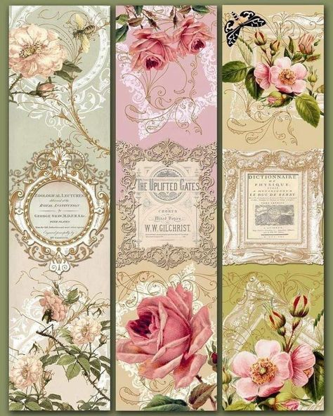 Bookmark Scrapbooking, Bookmark Printable, Vintage Bookmarks, Penanda Buku, Decoupage Printables, Etiquette Vintage, Bookmark Printing, Bookmarks For Books, Diy Journal Books