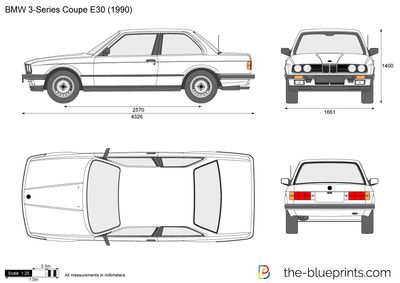 BMW 3-Series Coupe E30 Cars Reference, Bmw E30 Coupe, Easy Sketches For Beginners, 2d Model, Drawing Blueprints, Bmw E24, Cars Drawing, Van Wrap, Car Drawing