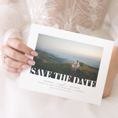 Minimalist Save The Date, Elopement Invitation, Wedding Announcement Cards, Date Photo, Save The Date Photos, Simple Invitation, Save The Date Templates, Modern Invitation, Simple Wedding Invitations