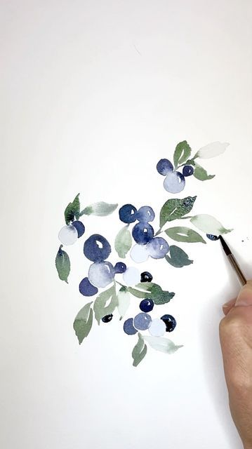 Blueberries Fruit, Diy Watercolor Cards, What To Paint, Strawberry Watercolor, Loose Watercolor Paintings, Watercolor Food, Watercolor Fruit, Fruit Food, Watercolour Inspiration