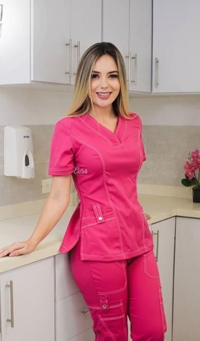 Fashion Scrubs For Women, Scrub Style Medical, Scrubs Uniform Cute Medical, Stylish Scrubs For Women, Salon Uniform Ideas, Styling Scrubs, Medical Scrubs For Women, Nurse Fashion Scrubs, Nursing Scrubs Pattern