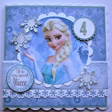 Lynsey's Place: A Frozen Card                                                                                                                                                                                 More Frozen Scrapbook, Frozen Birthday Cards, Frozen Cards, Ideas Birthday Card, Cricut Birthday Cards, Princess Card, Birthday Card Ideas, Cricut Birthday, Disney Cards