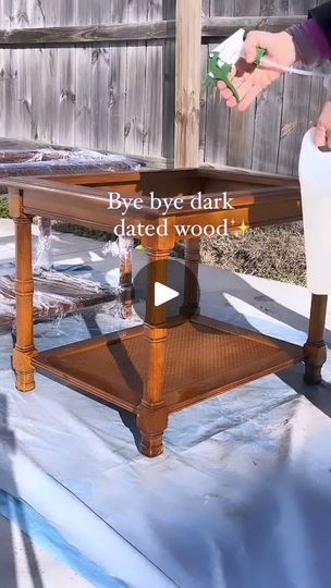 Bleach Dark Wood Furniture Diy, Old End Tables, Diy Bff, Raw Wood Furniture, Paint Wash, Dark Wood Furniture, Lampshade Makeover, Woodworking Jig, Pottery Barn Inspired