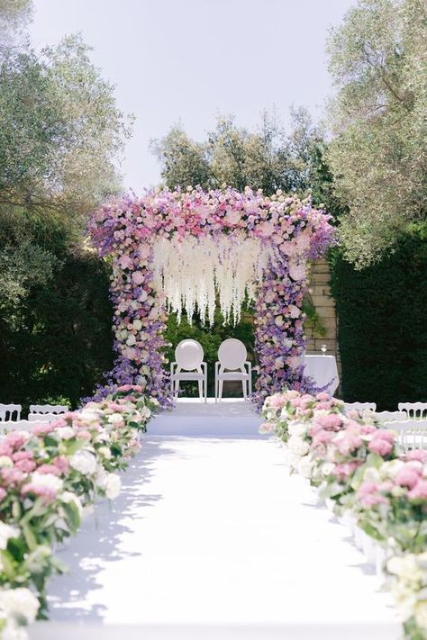 Pink And Lilac Wedding Decor, Beach Purple Wedding, Pink Chuppah, Werewolf Wedding, Varmala Stage, Royalty Wedding Theme, Weddings 2025, Nikkah Ceremony, Pink Purple Wedding