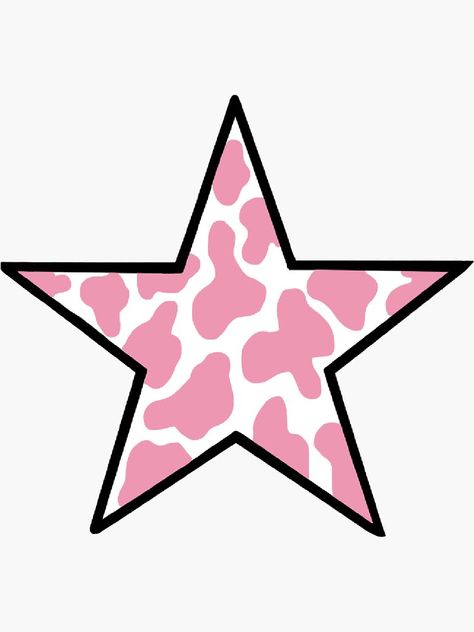 "pink cow print star" Sticker by emmakathrynlee | Redbubble Boutique Backgrounds, Pink Cow Print Aesthetic, Pink And Cow Print, Pastel Pink Cow Print Wallpaper, Cow Print Stickers, Pink Star Sticker, Country Stickers, Shop Small Business Quotes, Pink Cow Print