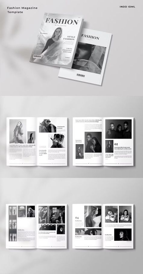 Fashion Magazine Design InDesign INDD - 20 Pages Fashion Marketing Portfolio, Catalog Design Layout, Fashion Magazine Design, Catalogue Layout, Fashion Magazine Layout, Brochure Design Layout, Magazine Pictures, Fashion Layout, Image Layout