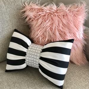 Bow Pillow, Bow Pillows, Unique Bows, Barbie Room, Glam Bedroom, Decorative Lumbar Pillows, Silver Bling, Glam Room, Apartment Decor Inspiration