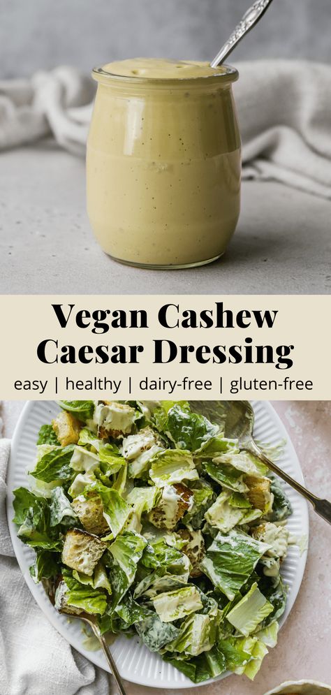 Vegan Ceasar Dressing, Vegan Caesar Salad Dressing, Vegan Caesar Dressing, Vegan Caesar Salad, Capers Recipe, Vegan Caesar, Different Salads, Healthy Sauces, Caesar Salad Dressing